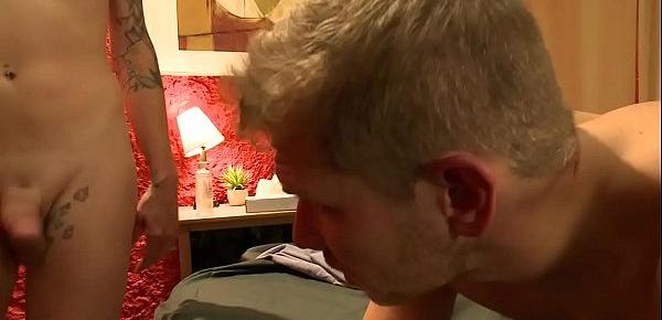  Masseur is anal fucked by blonde shemale